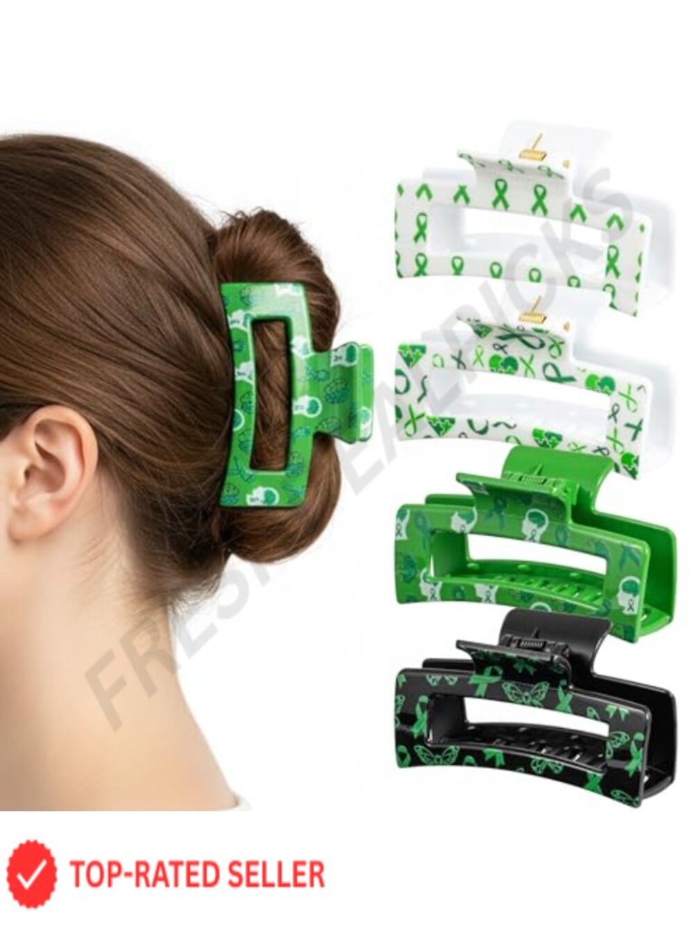 Mental Health Awareness Hair Claw Clips 4 Pack Plastic Nonslip Accessories for